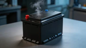 Industrial lithium‑ion battery pack showing early warning sign of thermal runaway risk