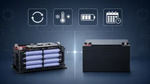 Battery cycle count guide‑Compare lithium‑ion and lead‑acid battery lifespan factors including temperature, depth of discharge and calendar ageing
